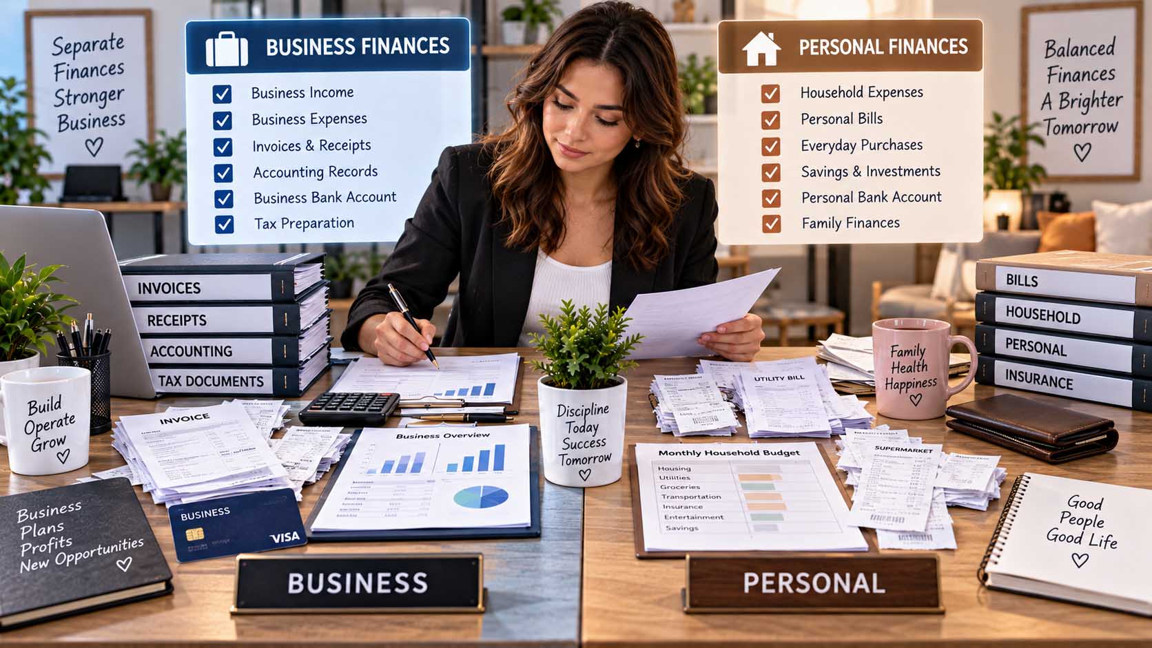 Separate personal and business finances with organized business and personal money